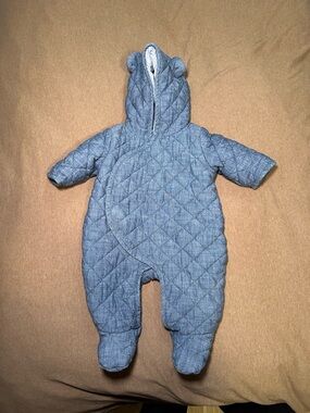 BabyGap Quilted Hooded One-Piece Snowsuit - Blue